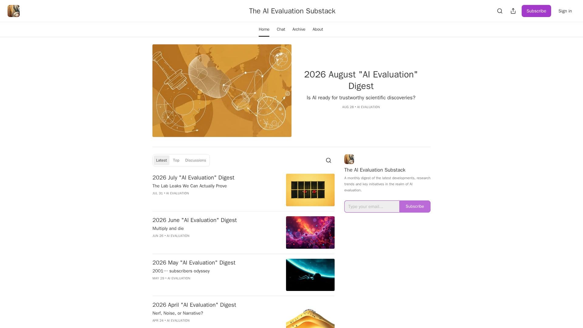 The AI Evaluation Substack screenshot