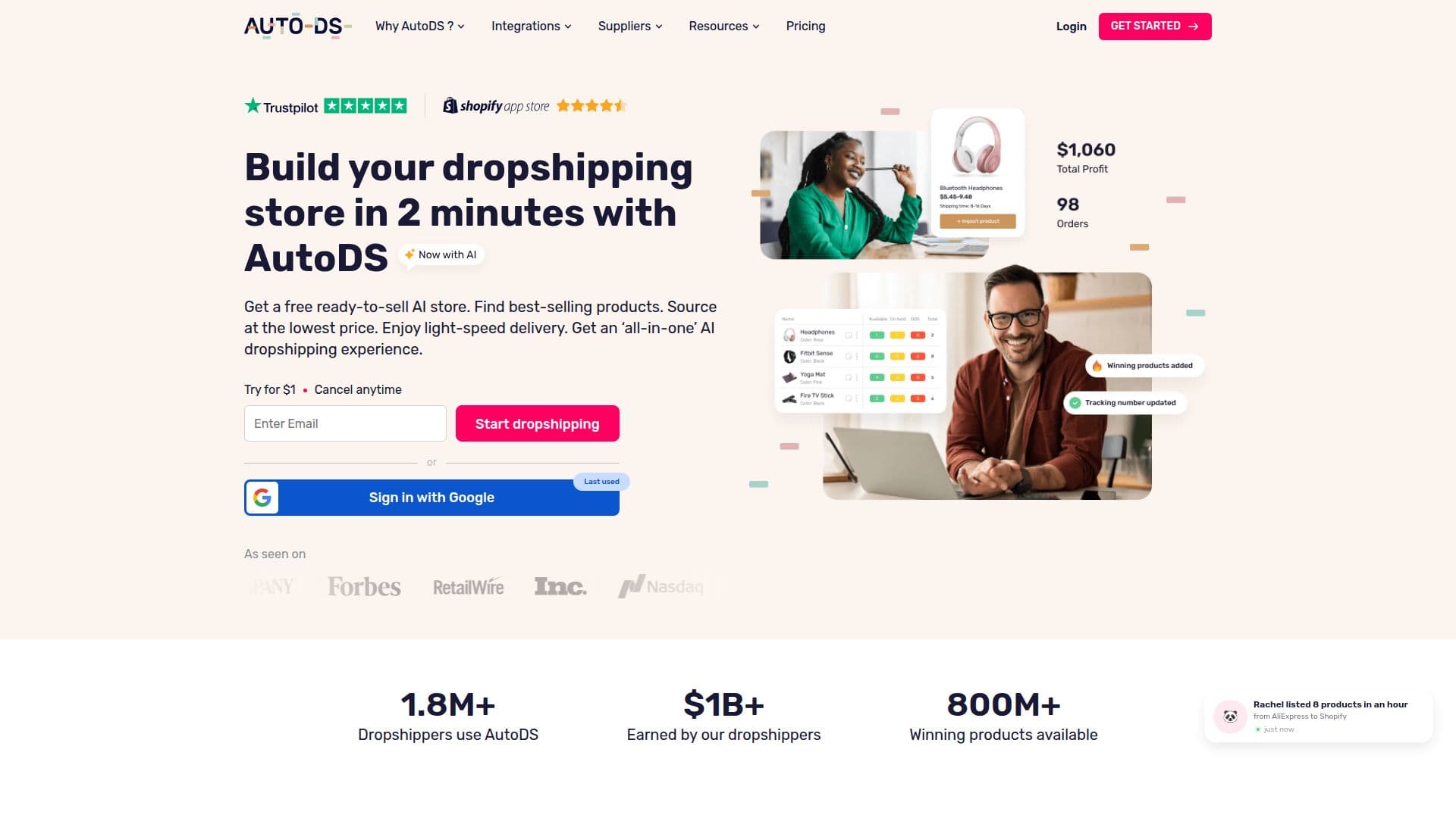 Plataforma de Dropshipping AutoDS screenshot