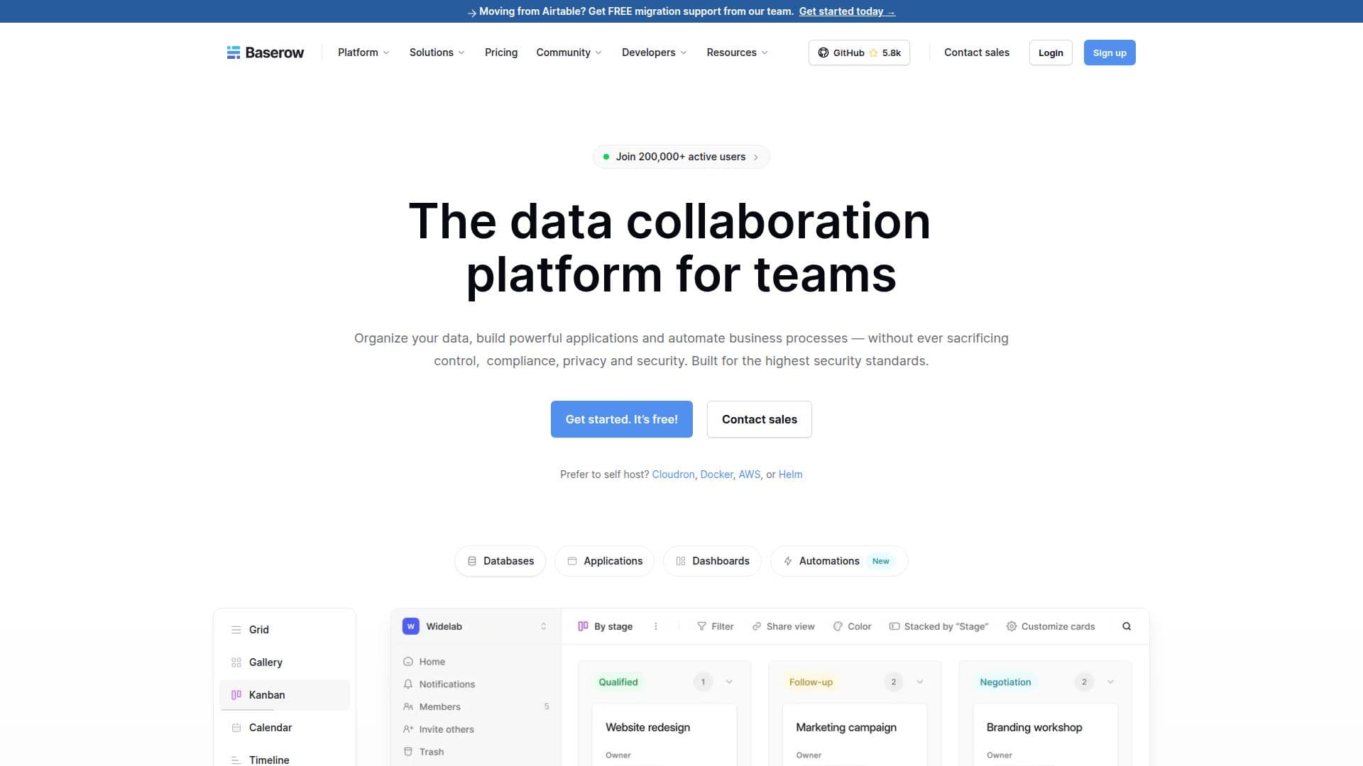 Plataforma No-code Baserow screenshot