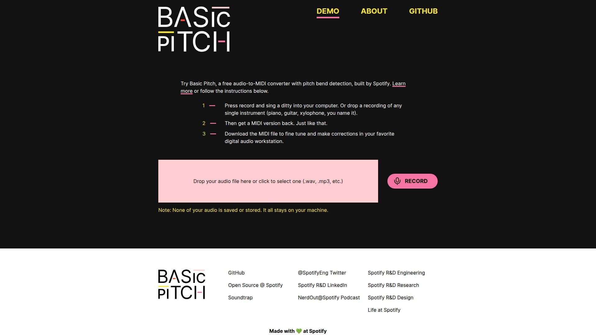 Spotify Basic Pitch screenshot