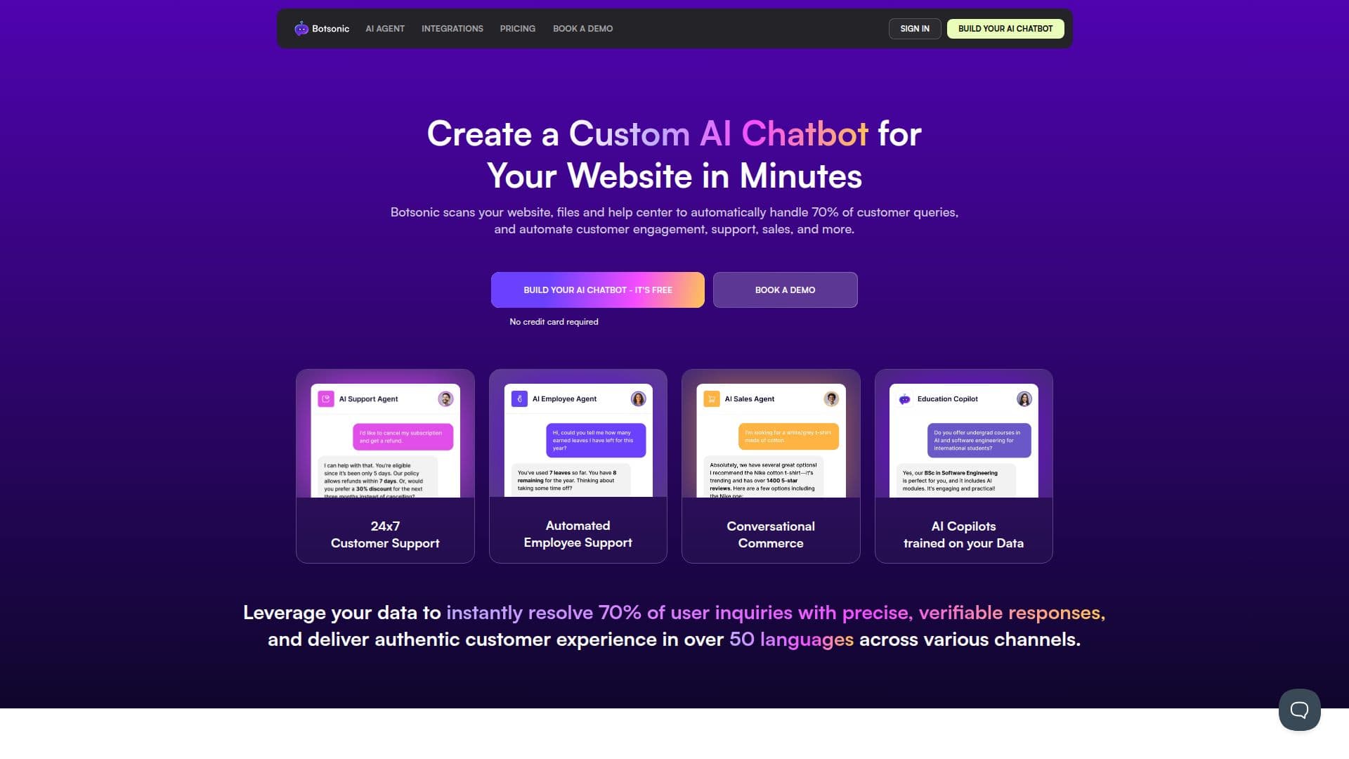 Botsonic AI Chatbot screenshot