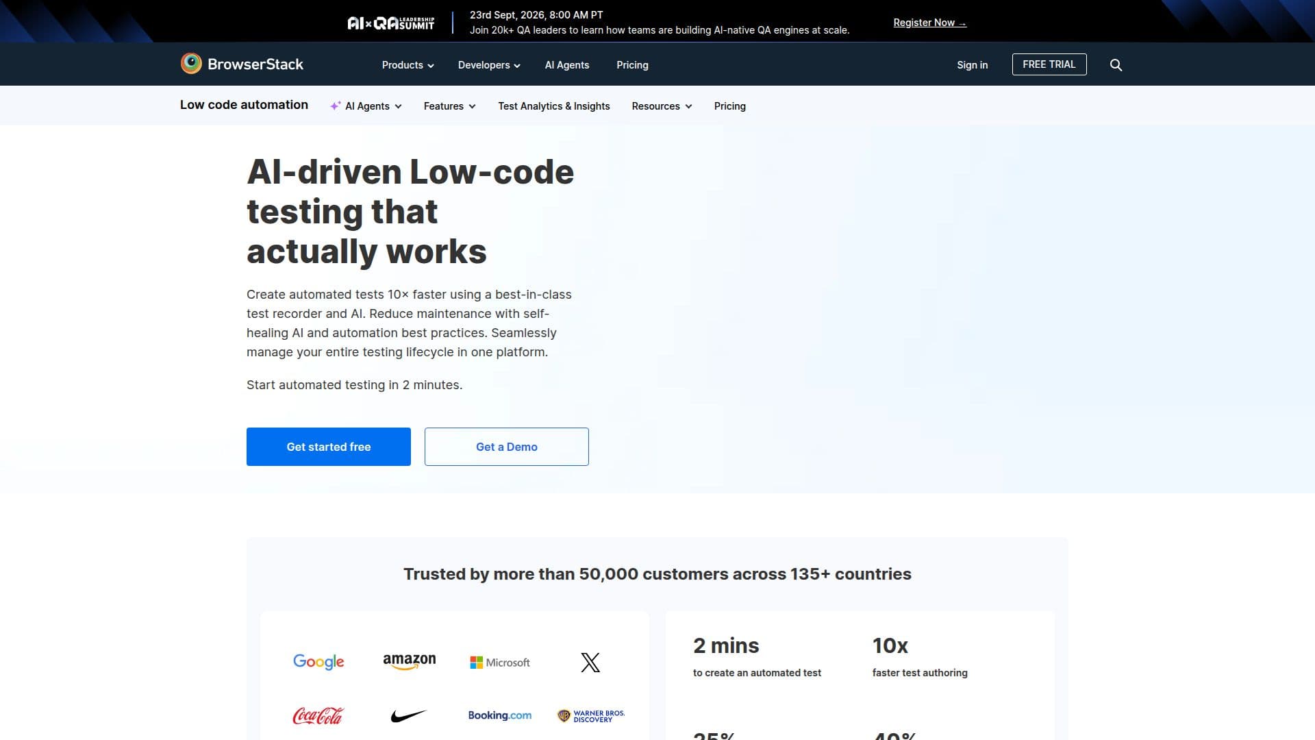 BrowserStack Low-Code Automate screenshot