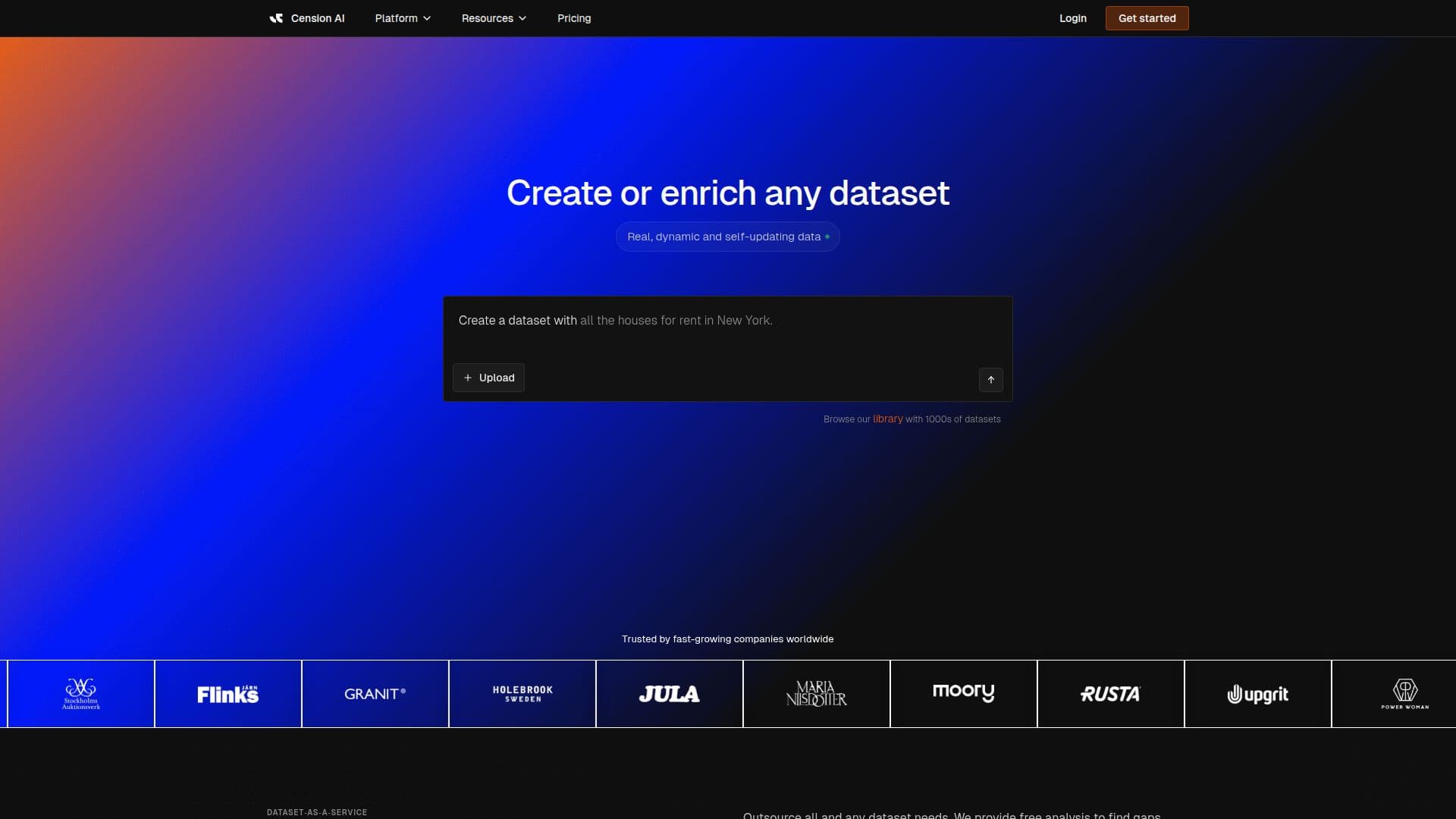 Plataforma de Conjuntos de Dados Cension AI screenshot