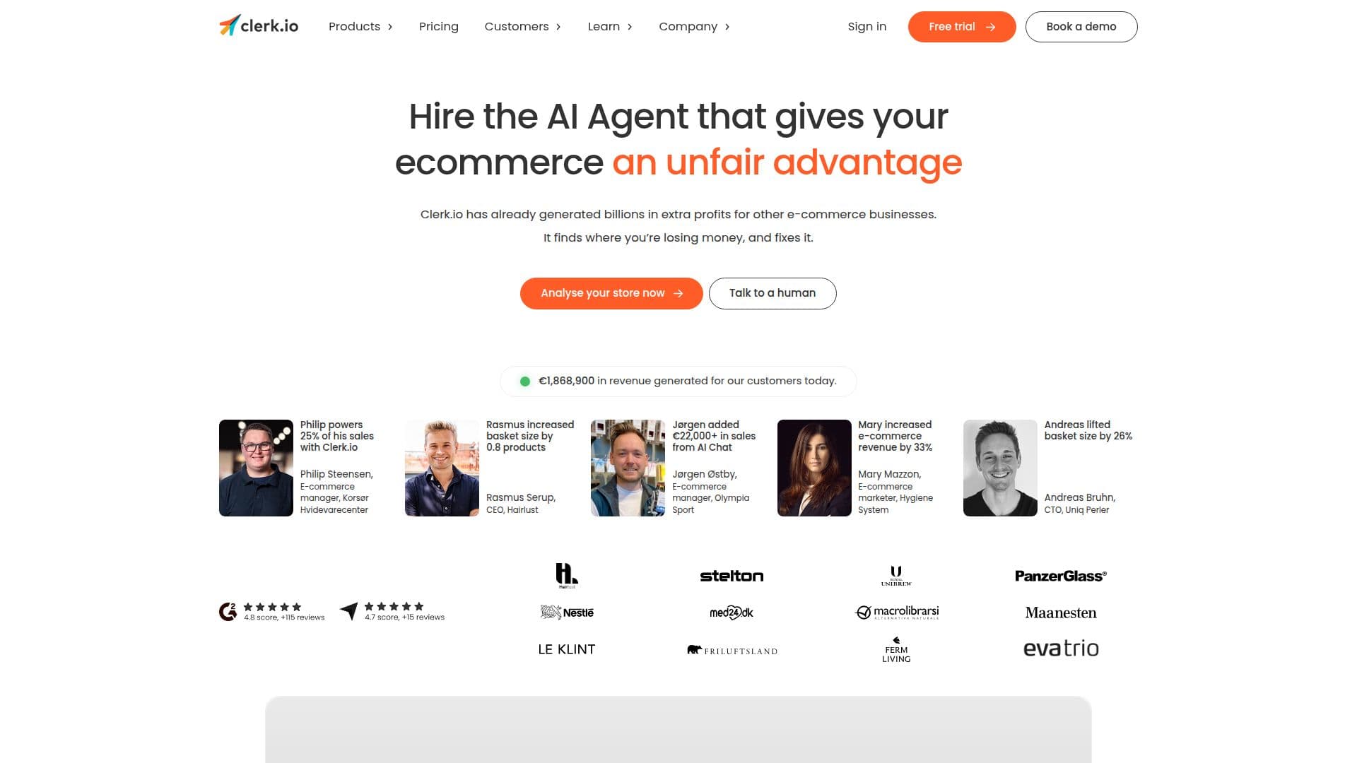 Clerk.io screenshot