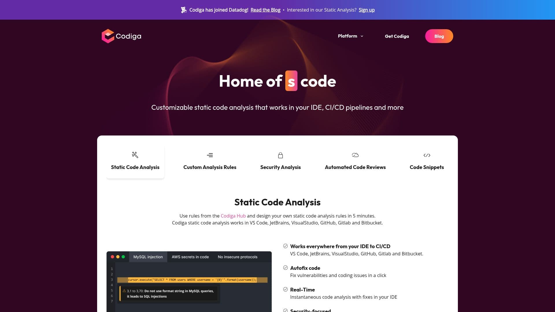 Codiga: Ferramenta de Análise Estática de Código screenshot