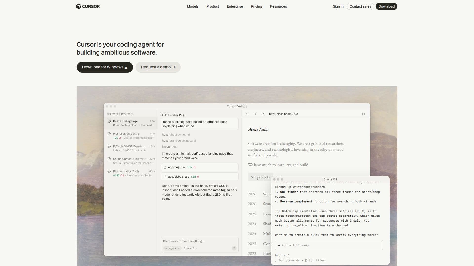 Cursor - AI Coding Agent for Building Ambitious Software screenshot
