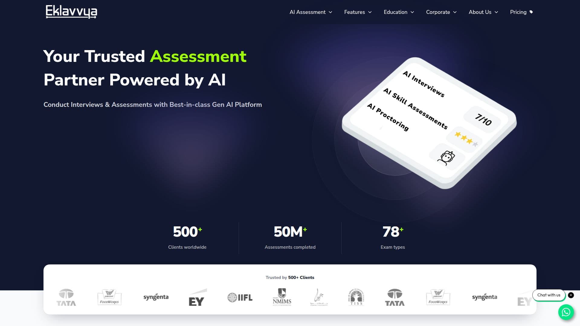 Plataforma de Avaliação Eklavvya AI screenshot