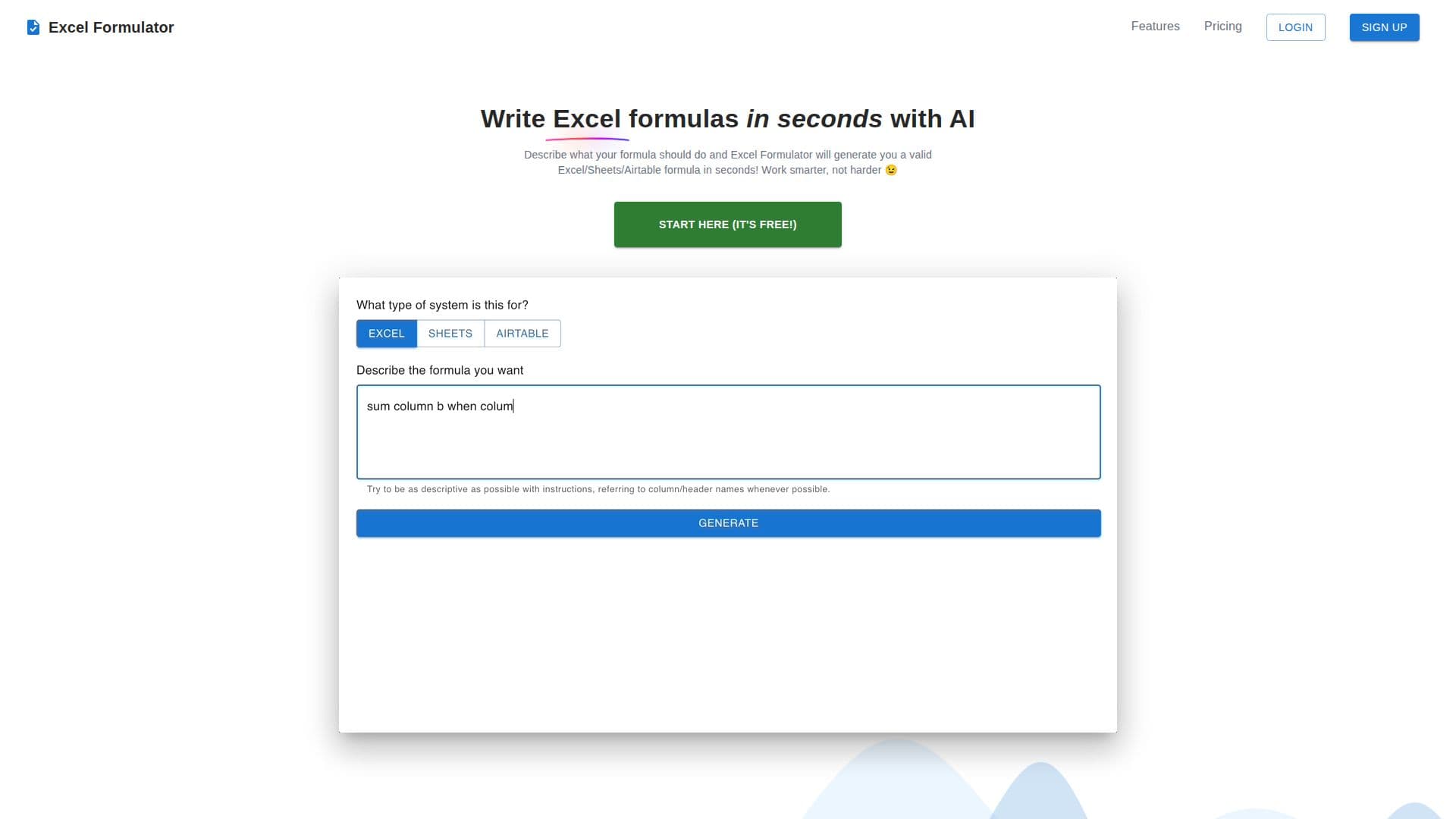 Excel Formulator screenshot