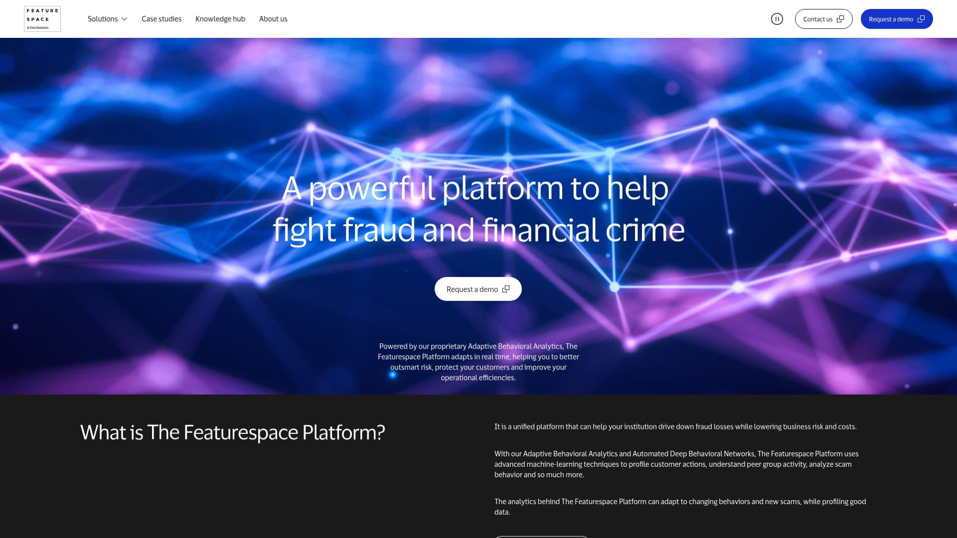 Plataforma Featurespace screenshot