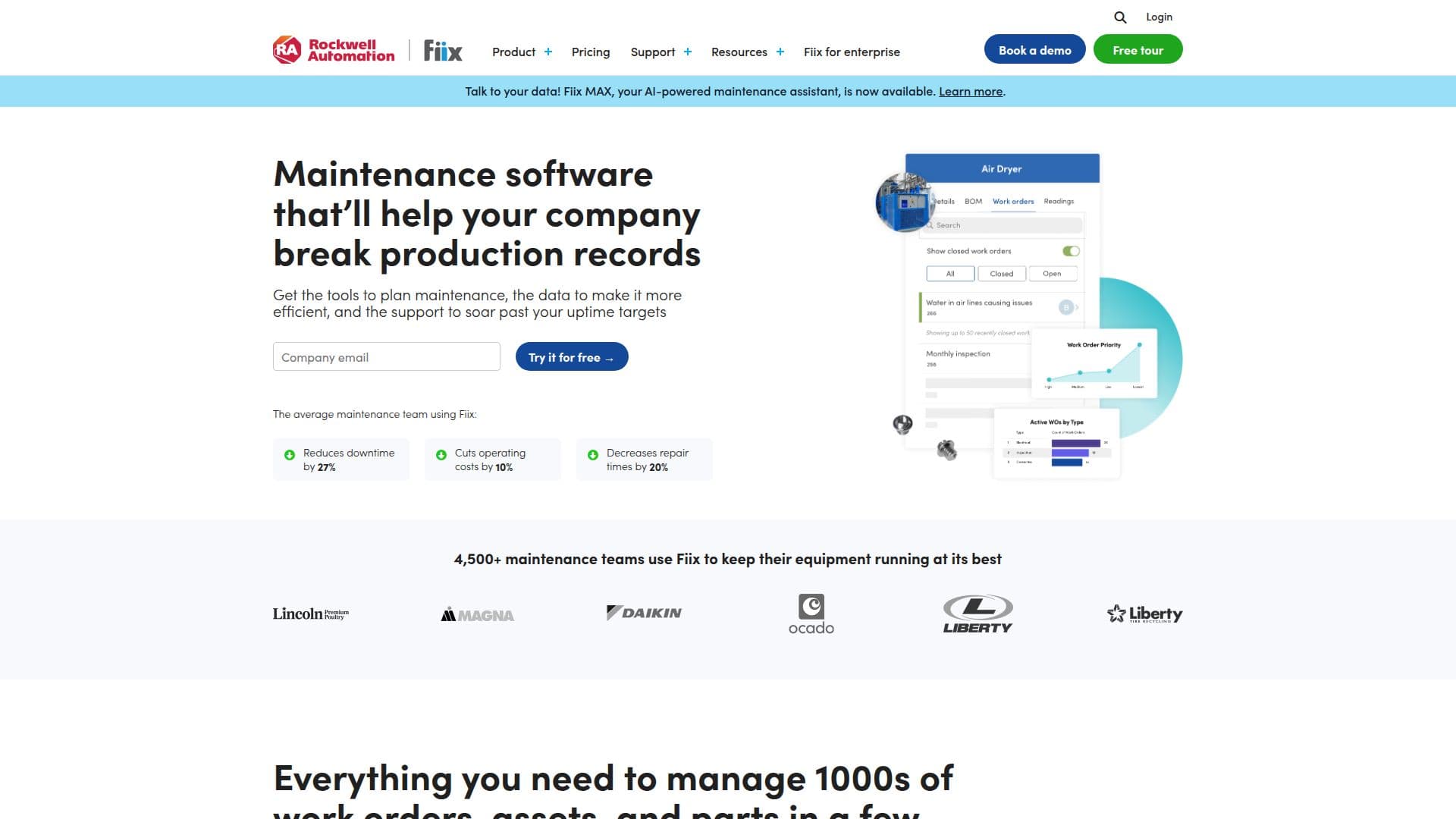 Fiix CMMS Software screenshot
