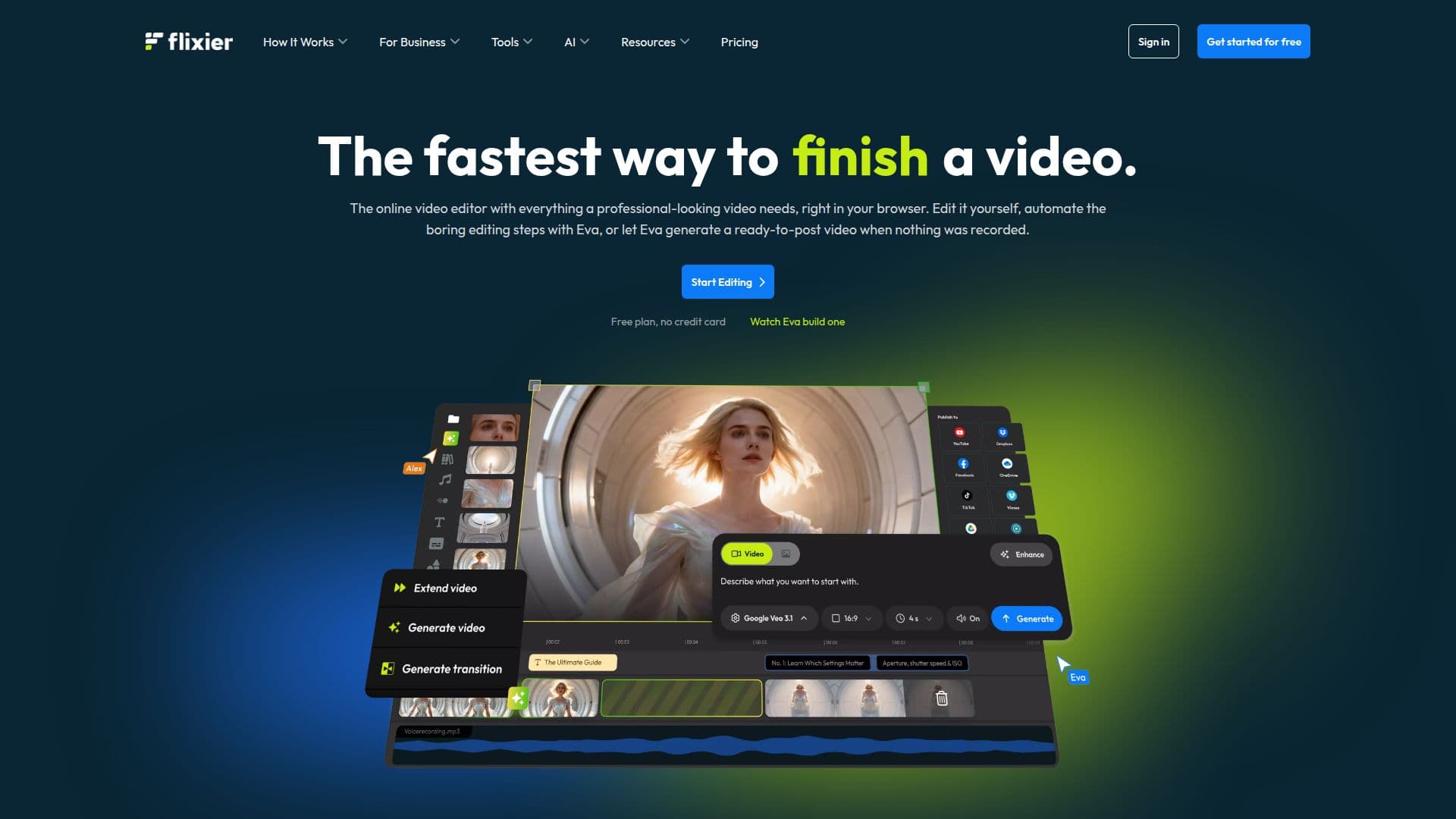 Flixier: Editor de Vídeo Online Gratuito com Edição por IA screenshot
