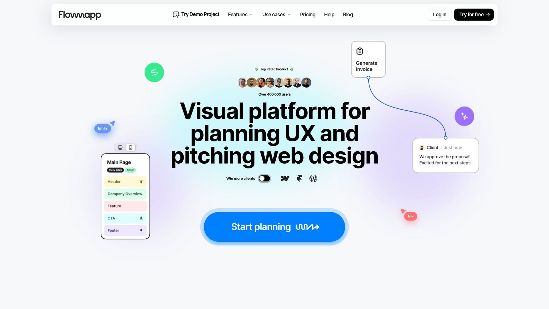 FlowMapp Ferramenta de Planejamento de Websites screenshot