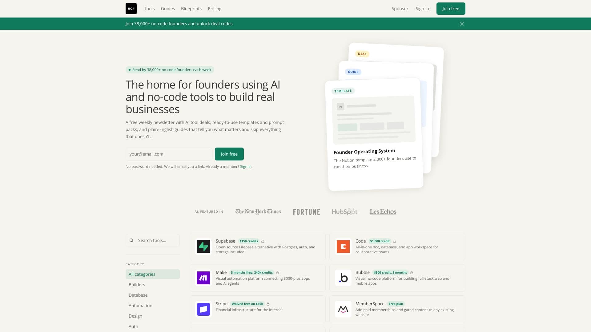 No Code Founders screenshot