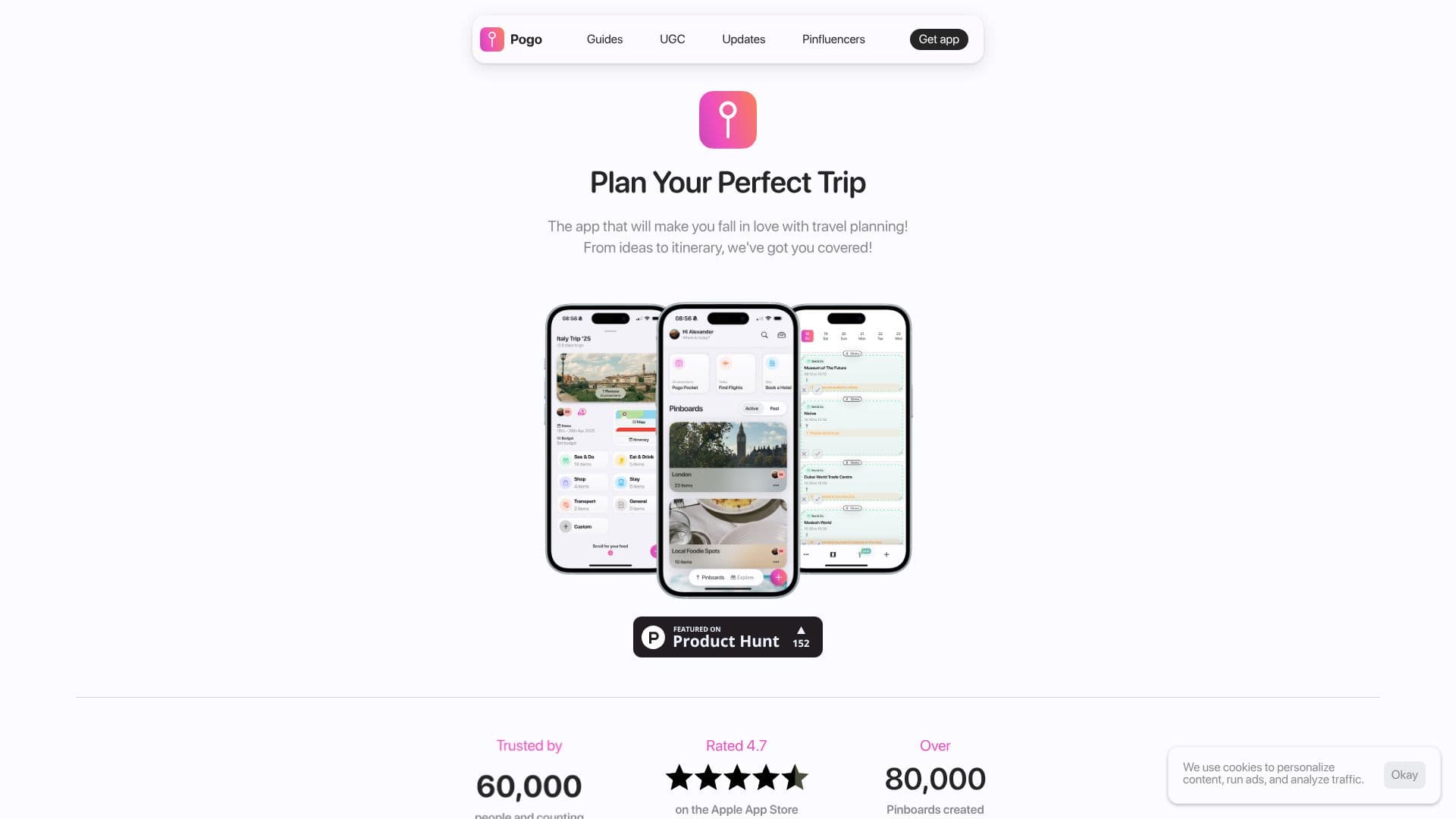 Aplicación de Planificación de Viajes Pogo screenshot