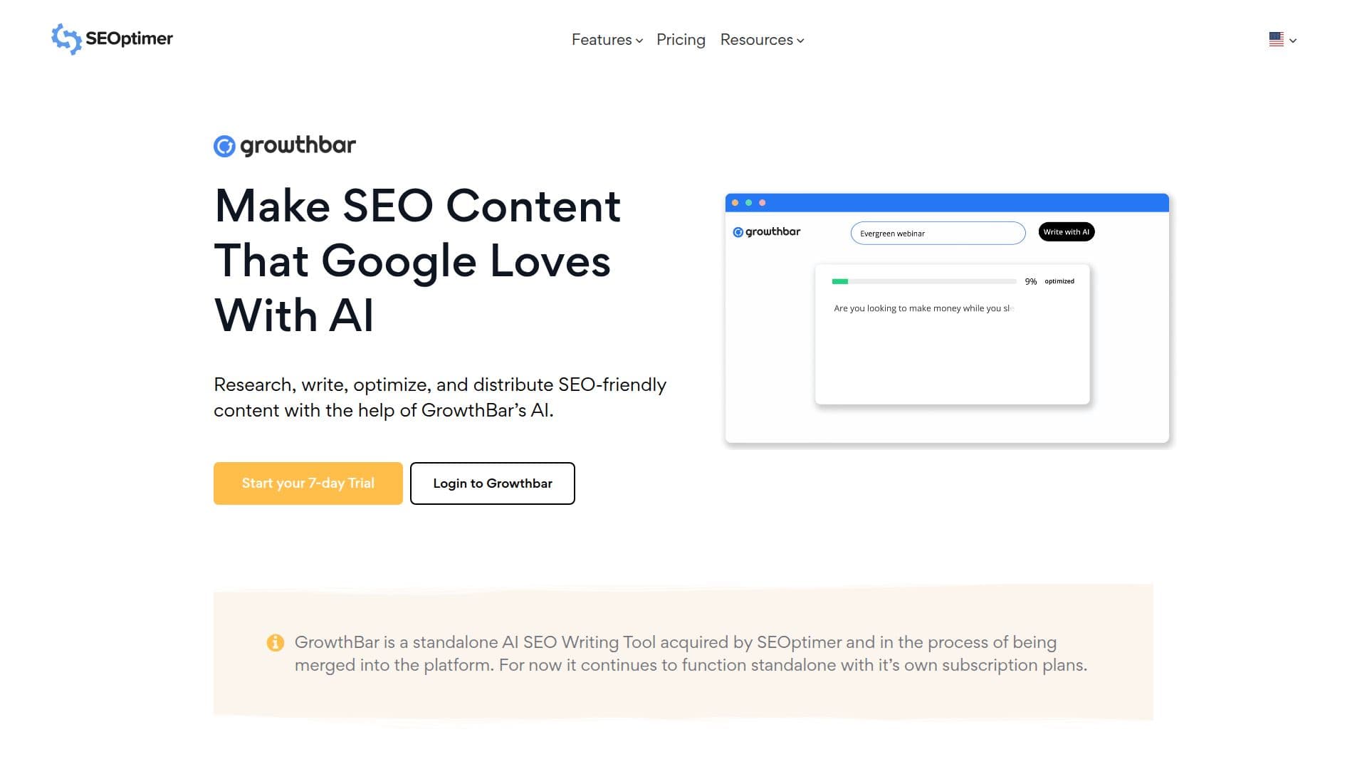 Ferramenta de Escrita GrowthBar AI screenshot