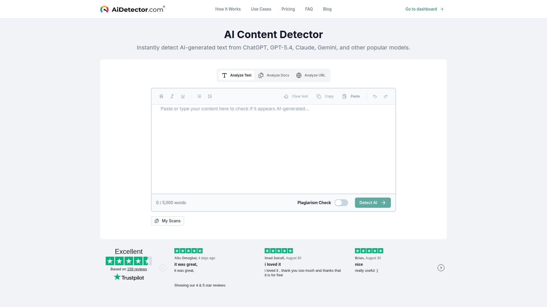 Aidetector.com screenshot