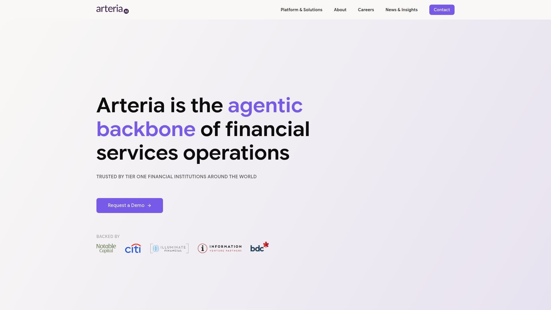 Arteria AI: IA Empresarial para Serviços Financeiros screenshot