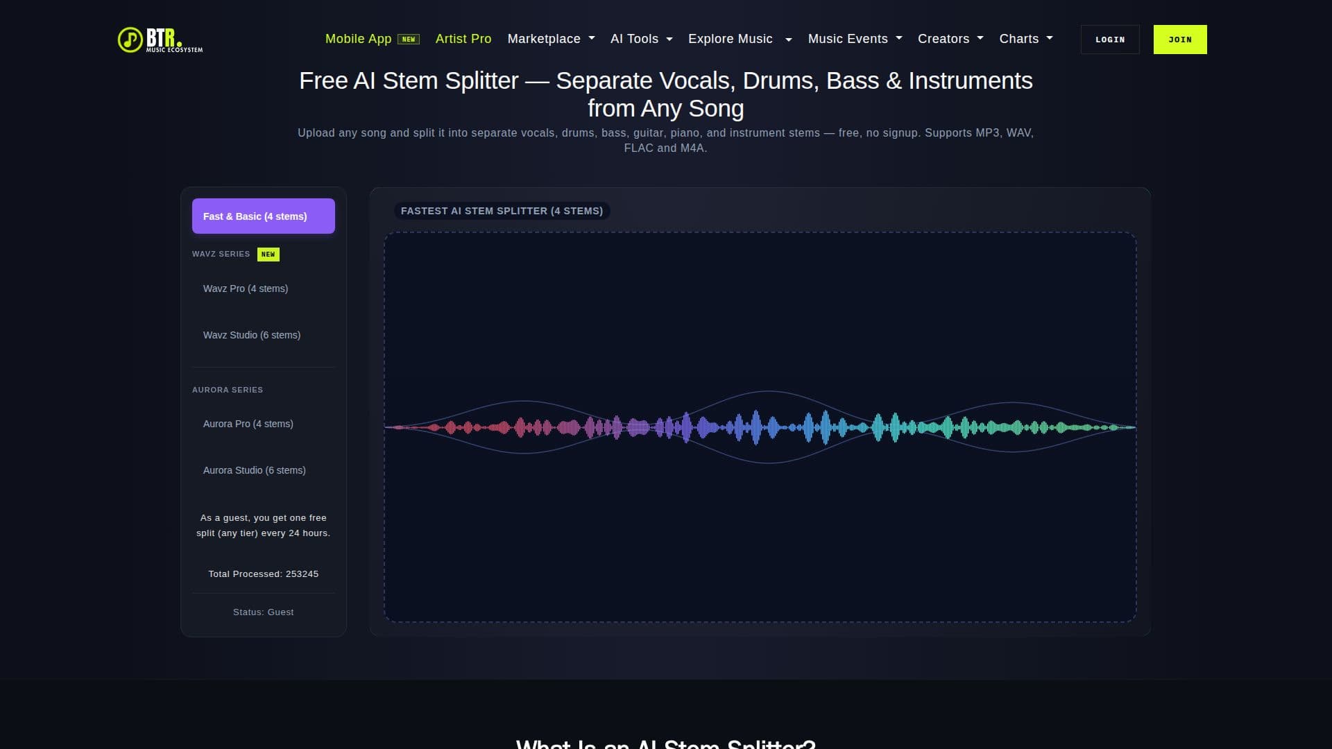 Beats To Rap On AI Stem Splitter screenshot
