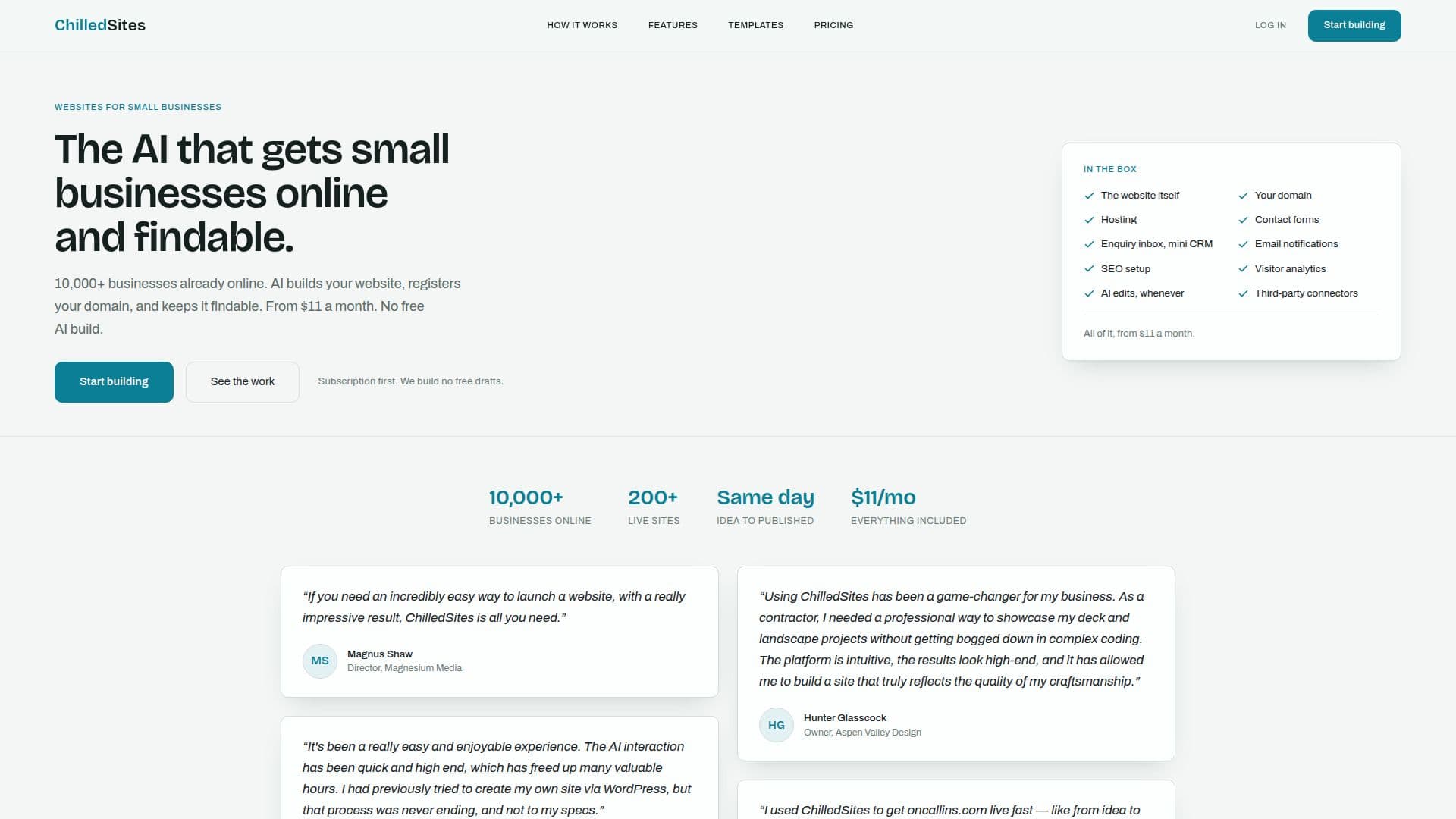 Construtor de Sites AI ChilledSites screenshot