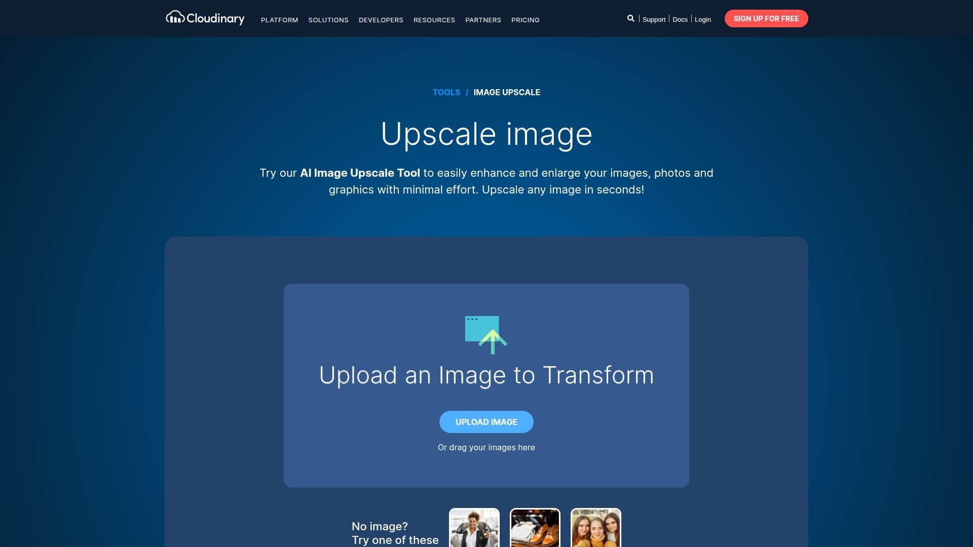 Cloudinary Image Upscaler screenshot
