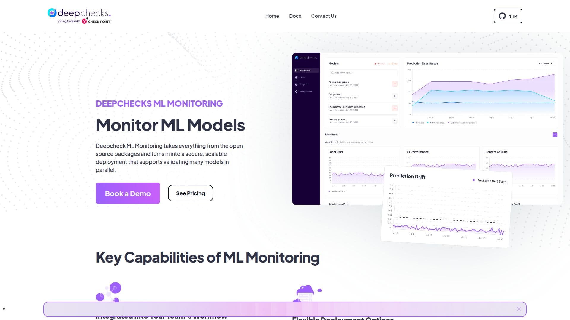 Deepchecks ML Monitoring screenshot