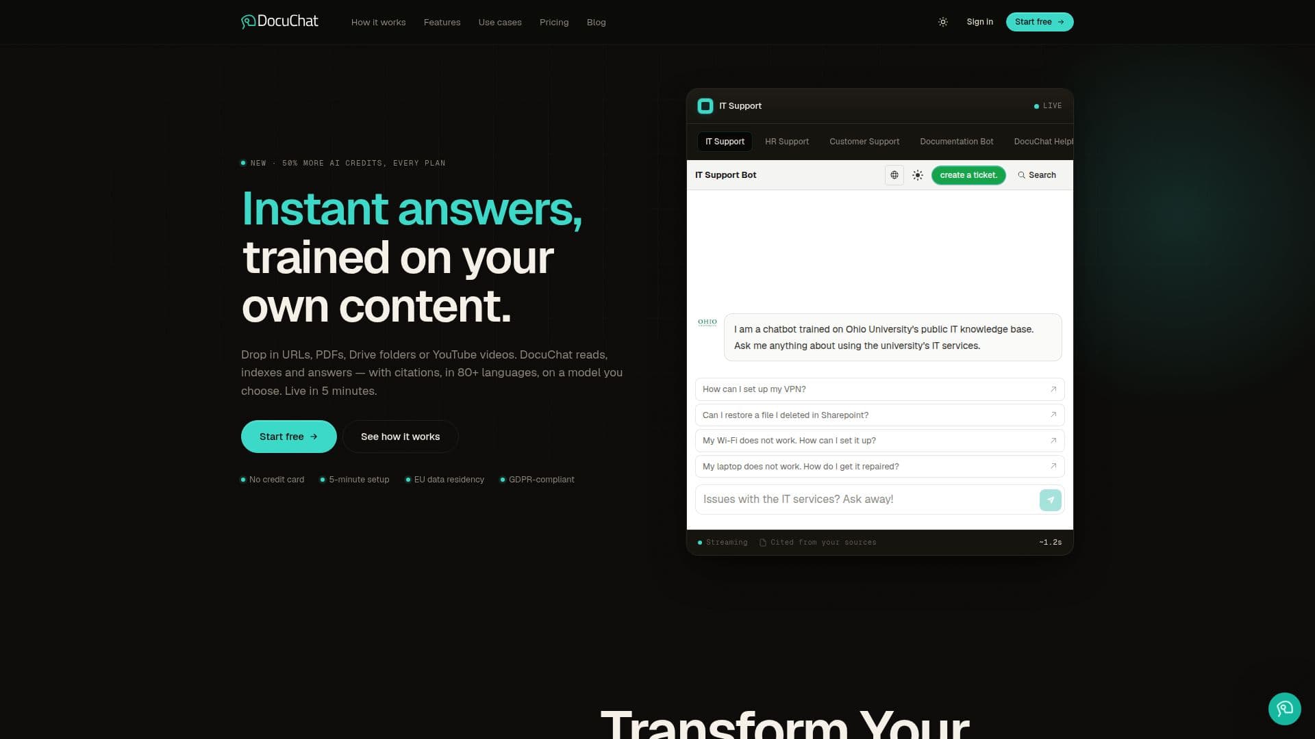DocuChat – Chatbots de IA Confiáveis para Empresas screenshot