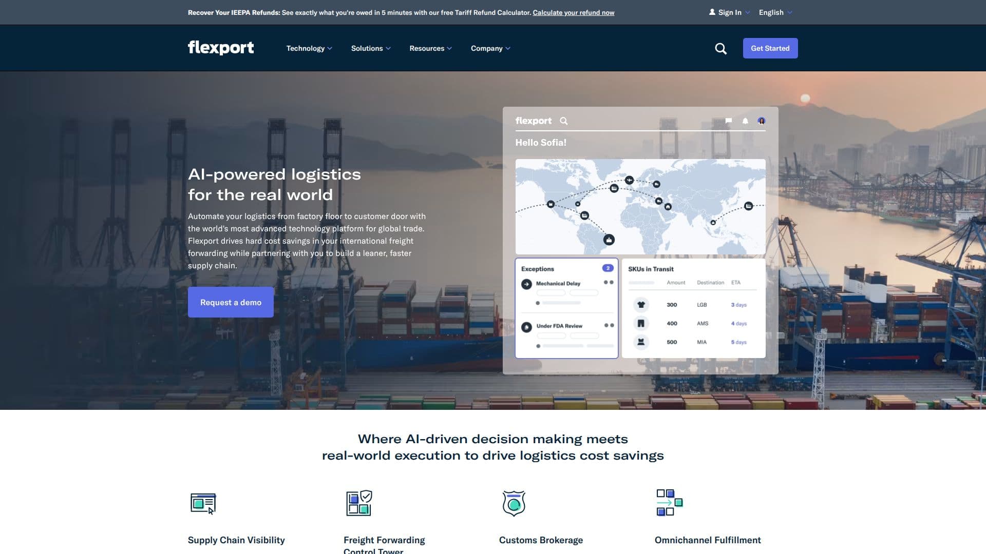 Plataforma de Logística Flexport screenshot