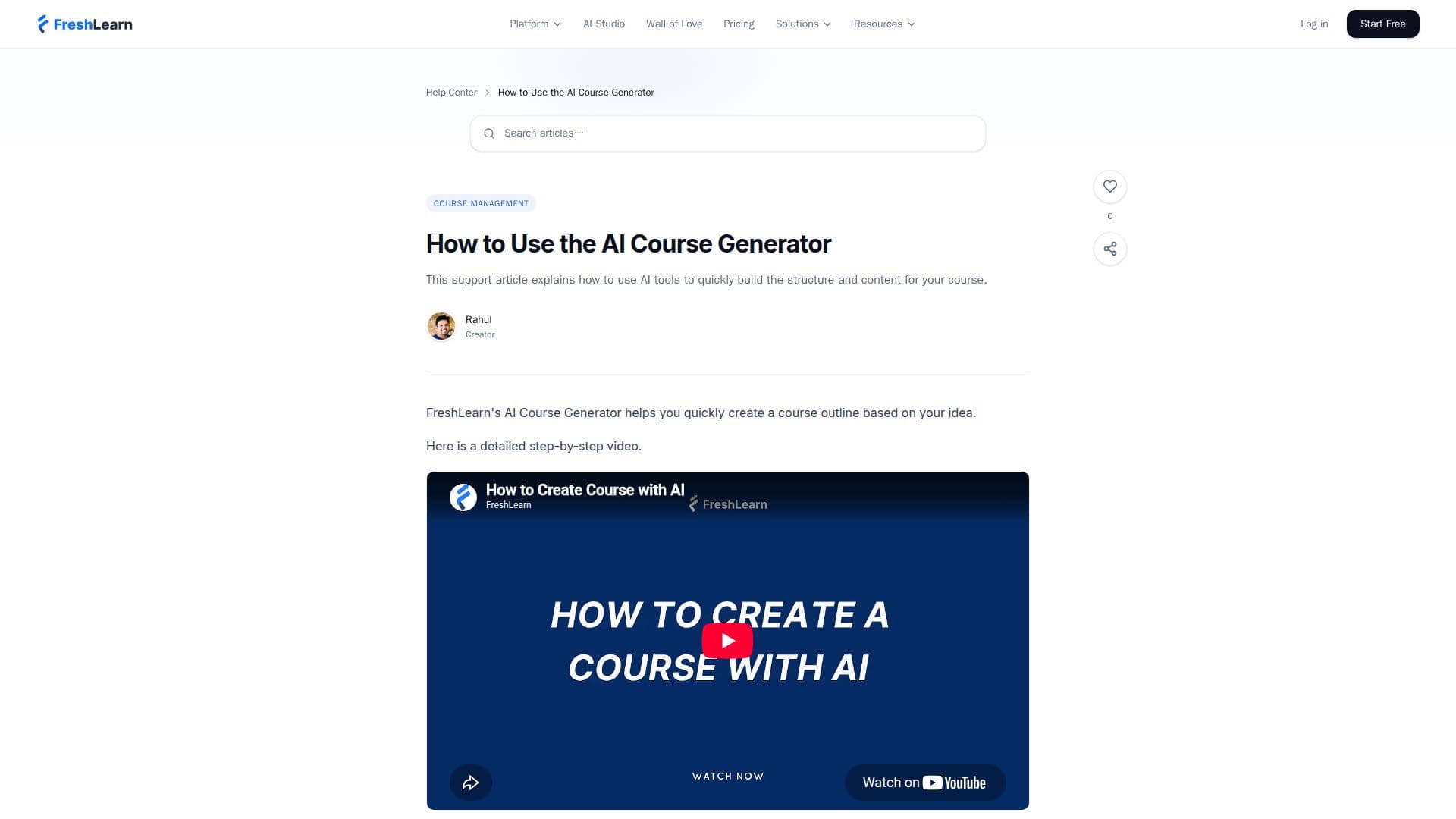 Gerador de Cursos AI FreshLearn screenshot