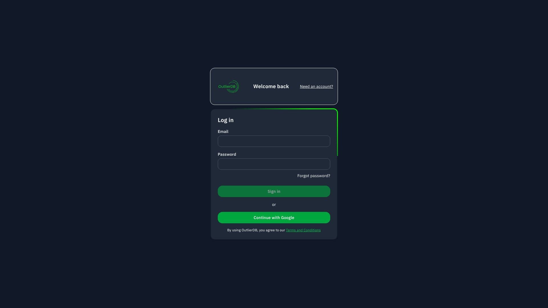 OutlierDB screenshot