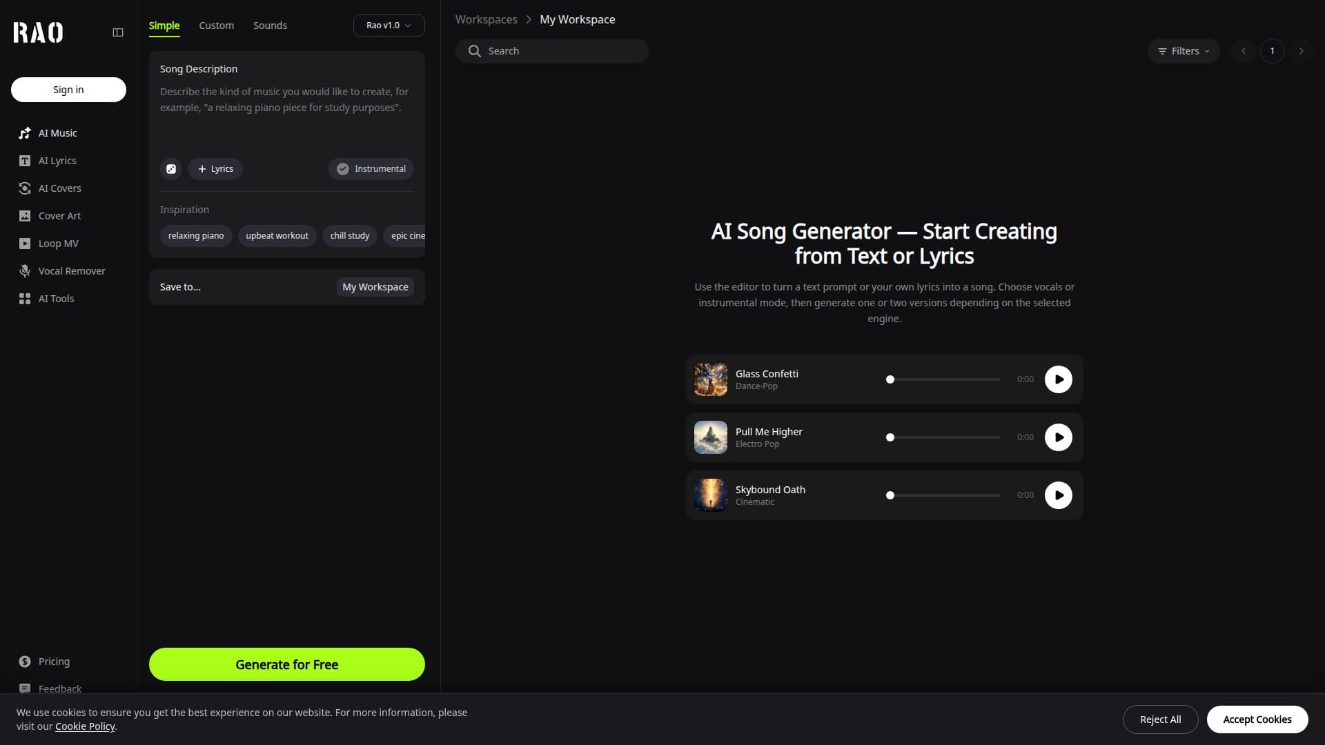 RaoMusic screenshot