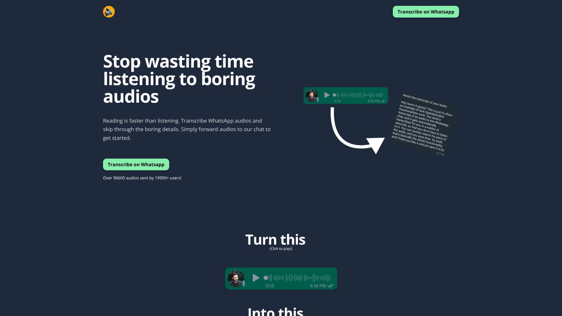 SpeedyAudios Transcriptor de Audios de WhatsApp screenshot