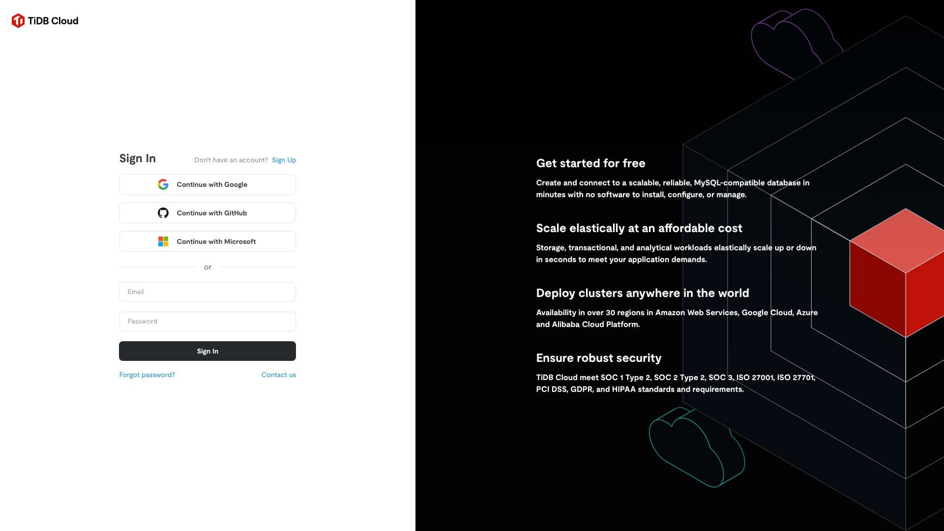 TiDB Cloud screenshot