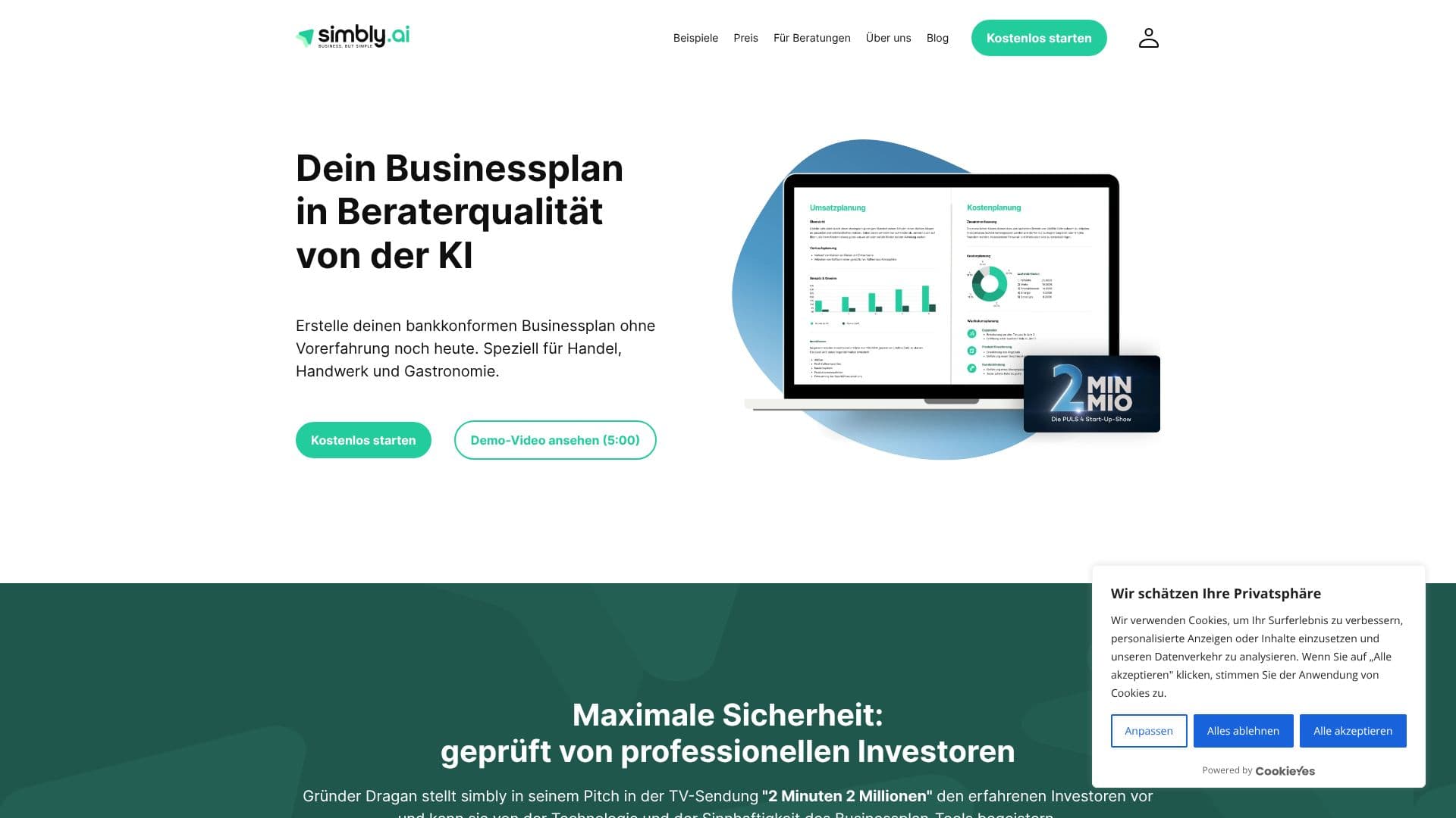 simbly.ai Businessplan KI screenshot