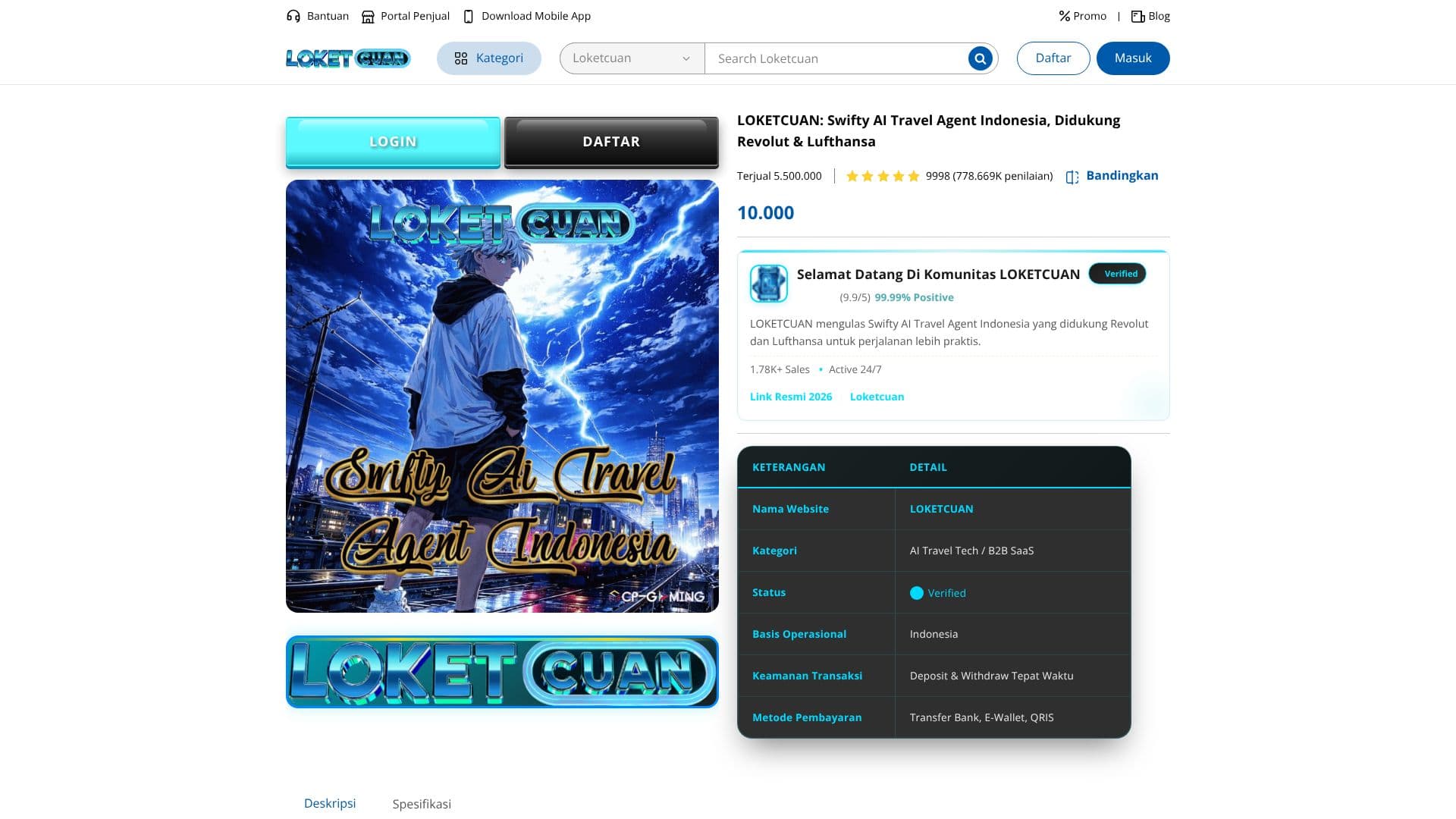 Swifty AI Travel Agent Indonesia screenshot